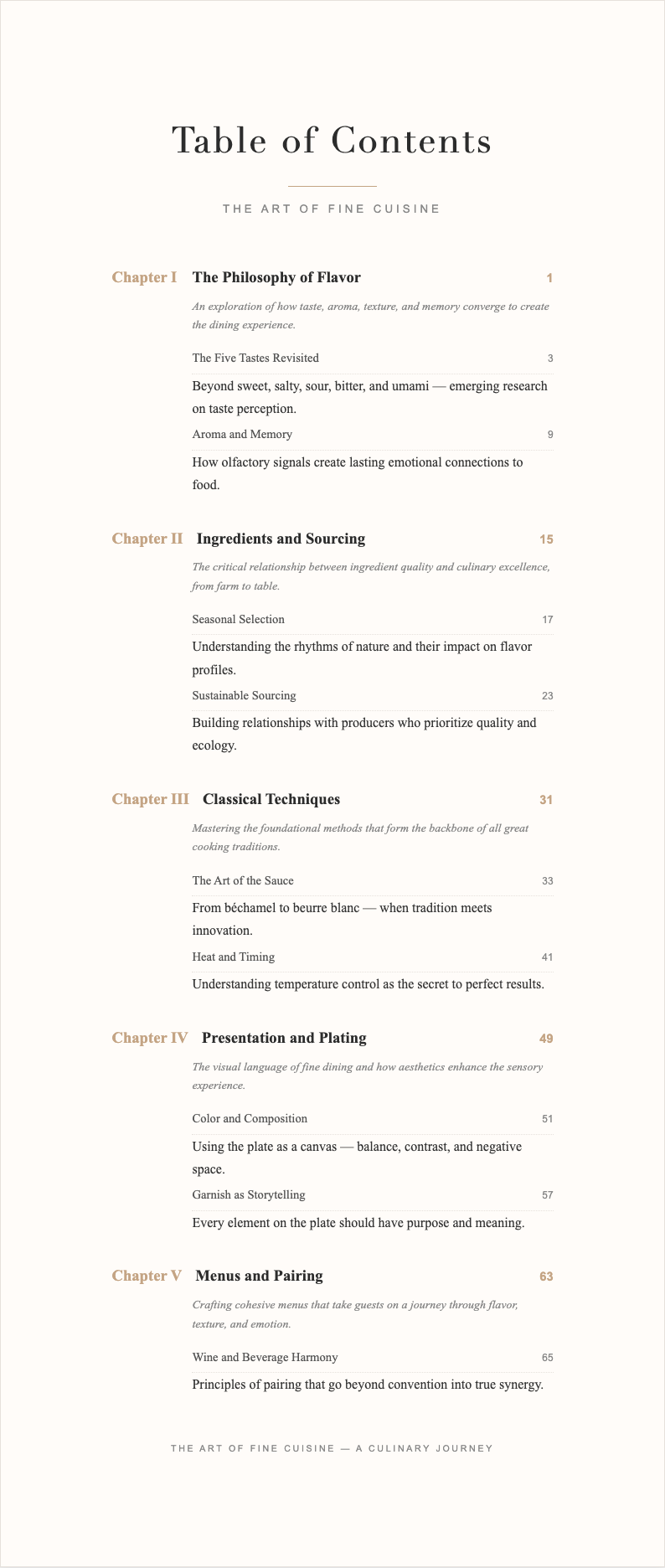 Elegant Sophisticated Table Of Contents With Content